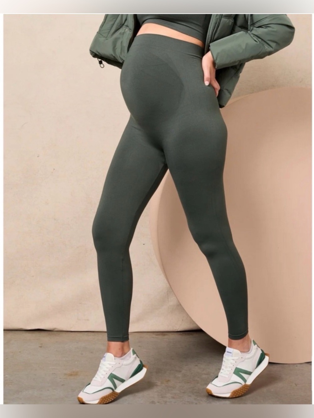 BLANQI Everyday Maternity High-Waist Leggings in Forest Night Green Large NWT